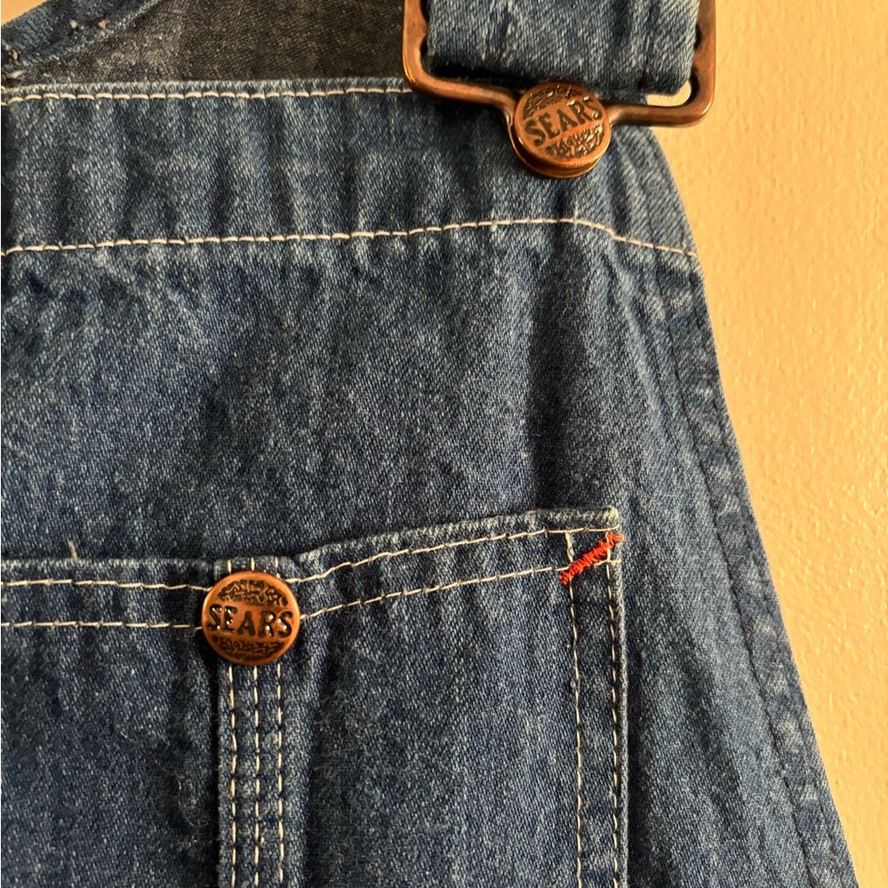 Vintage 1980s Sears Denim Overalls with Brass Accents - Picture 2 of 7